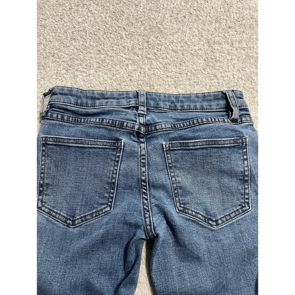 FREE PEOPLE Jeans Womens Sz 25 Kentucky Blue Released Side Slit Raw Hem Straight - Picture 8 of 16